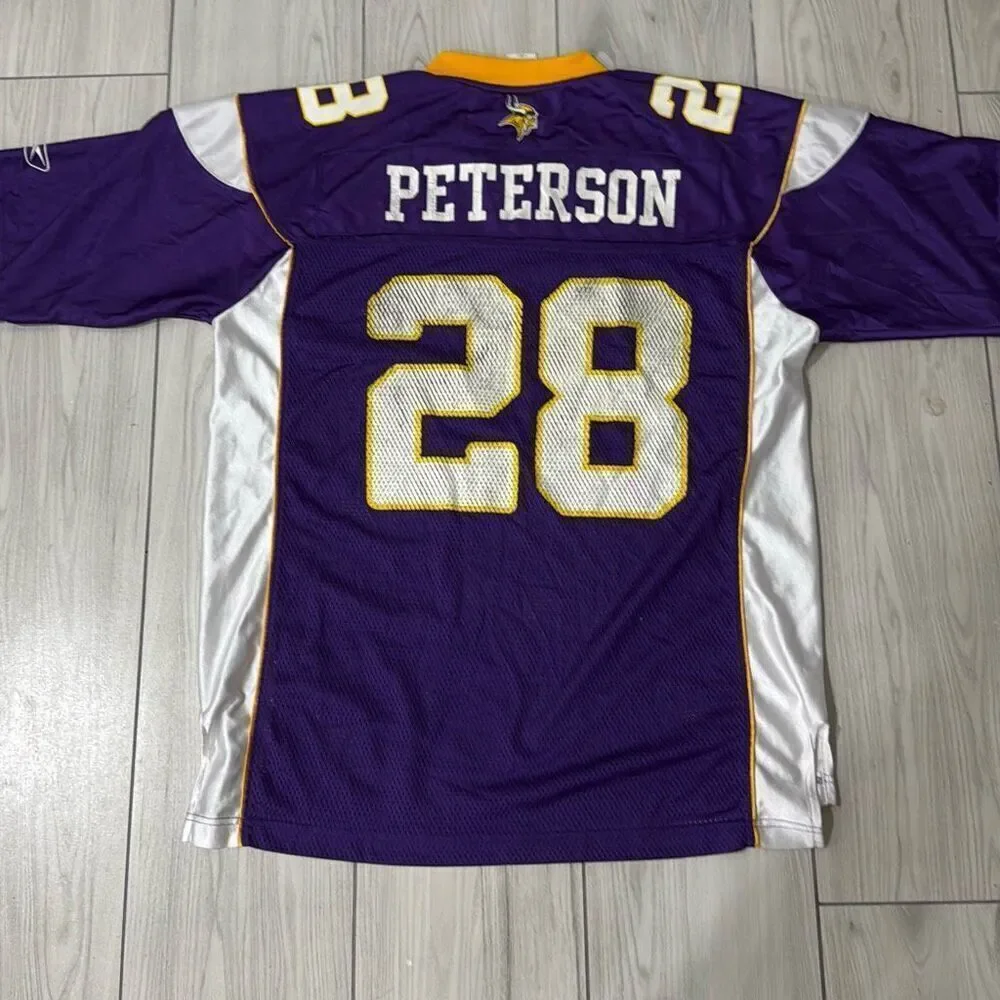 Adrian Peterson Jersey Purple Reebok Minnesota Vikings NFL Football #28 Men's La - Picture 6 of 6